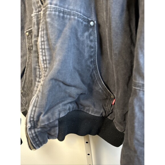 Levi ?vint Canvas Fleece Lined Trucker Jacket Outdoor Barn Shredded Faded Grunge - Picture 3 of 7